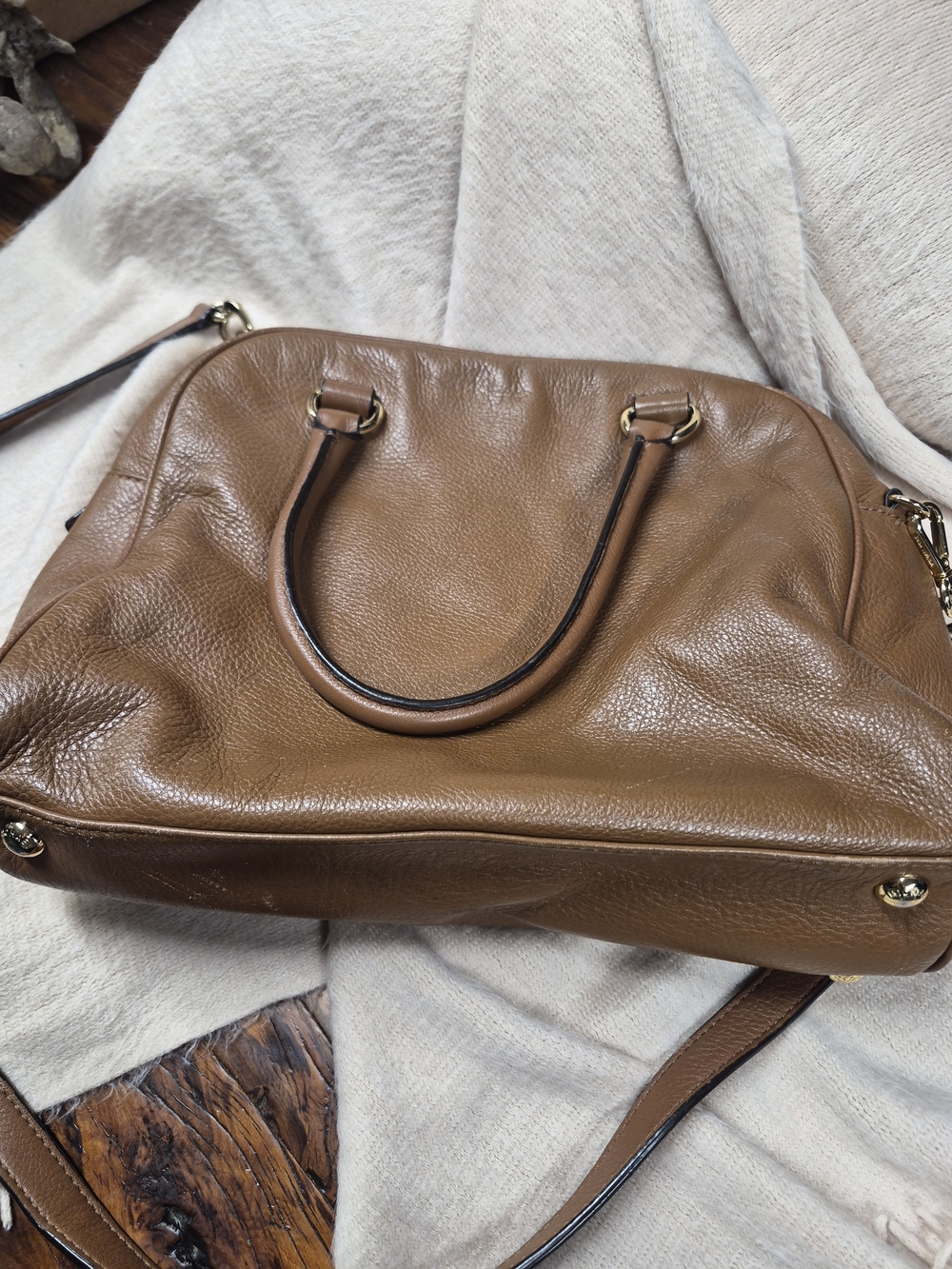 Michael Kors Tan Brown Leather Crossbody Satchel